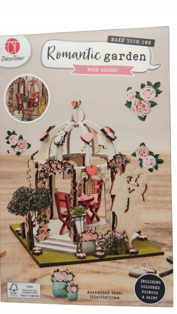 Houten Knutselset | Romantische Tuin - Rose Gazebo | Inclusief verf en kwast